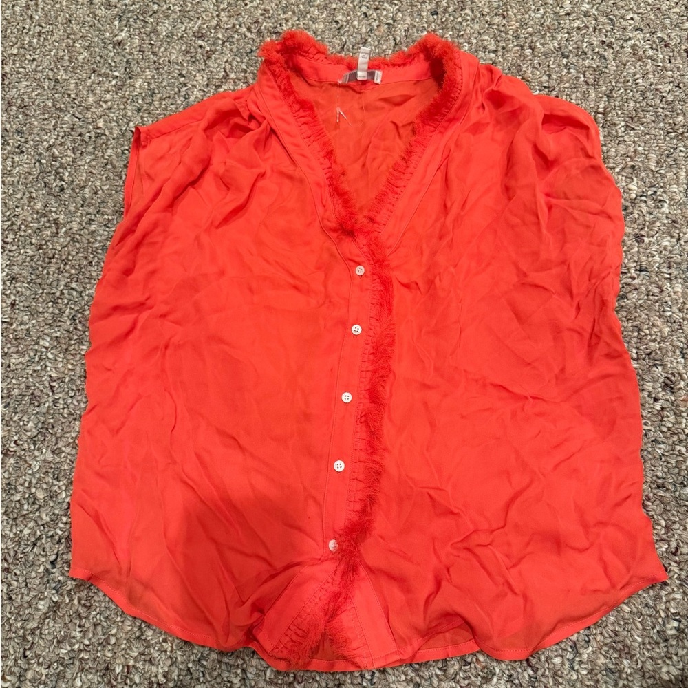 Joie Vibrant Red Ruffled Blouse